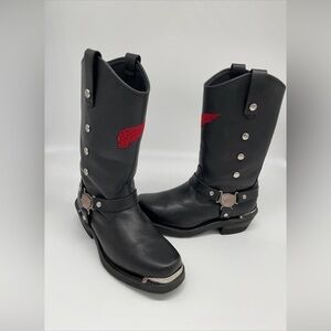 WOMEN'S VINTAGE RED WING BLACK LEATHER BIKER STYLE BOOTS Stock No. 1670 SIZE 7